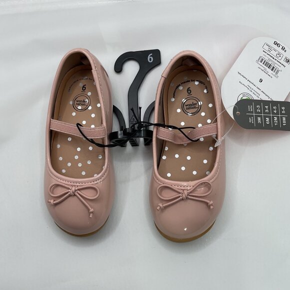 Toddler Girls Pink Patent Bow Mary Jane Flats Size 6 baby - Picture 2 of 5